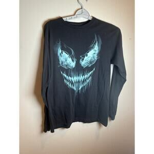 Marvel Venom Long Sleeve Shirt Black Smoke Face Graphic Tee Men’s Size M